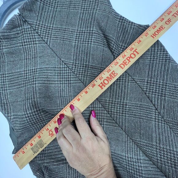 Classic Pencil Dress Sz 12 Gray Plaid Pleated Transitional Business Casual Work - Picture 7 of 12